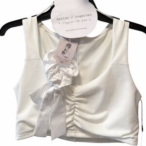 NWT Elegant White Ruched Crop Top by Better Together (BG4)